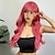 abordables Perruques Synthétiques Sans Bonnet-26 pouces perruques synthétiques femmes perruque rose longue vague cheveux bouclés avec une frange quotidienne belle fête cosplay