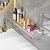 זול מדפי מקלחת-תא מקלחת שחור/זהב אקריליק מדף אמבטיה מחורר מחורר חינם מעמד אסלה אסלה מתלה אחסון תלוי על הקיר