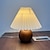 cheap Bedside Lamp-Wood Desk Lamp Pleated Skirt Lamp Shade Bedside Nightlight Button Valentine&#039;s Day Christmas Power plug 1PC