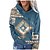 cheap Hoodies &amp; Sweatshirts-Women&#039;s Hoodie Sweatshirt Pullover Front Pocket Ethnic Navy Blue Brown Green Geometric Casual Long Sleeve Hoodie