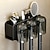 billige Tandbørsteholdere-sort tandbørstestativ badeværelse toilet ikke perforeret vægmonteret elektrisk mundskyl kop børste kop vægmonteret rum aluminium opbevaringsstativ