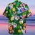 Недорогие мужские лагерные рубашки-Муж. Рубашка Гавайская рубашка Цветочный принт Графические принты Шар для боулинга Отложной Зеленый Повседневные Гавайский Короткие рукава С принтом Кнопка вниз Одежда