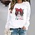 cheap Hoodies &amp; Sweatshirts-Women&#039;s Sweatshirt Pullover Basic White Wine Red Cat Street Long Sleeve Round Neck