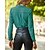 cheap Blouses &amp; Shirts-Women&#039;s Shirt Blouse Black White Light Green Button Print Leopard Polka Dot Casual Long Sleeve Shirt Collar Basic Regular S