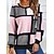 cheap Blouses &amp; Shirts-Women&#039;s Sweatshirt Pullover Streetwear Pink Blue Green Color Block Casual Plus Size Round Neck Long Sleeve