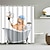 billige Brusegardiner Topsalg-kat badeforhæng, badeforhæng til badeværelse, 3d-print vaskbart vandtæt stof plantebladsstof bruseforhæng med 12 kroge