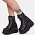 זול הנעלת לוליטה-בגדי ריקוד נשים נעליים עגול-בוהן מגפי קרסול לוליטה פאנק פאנק &amp; גותיות אבזם קרסול עקב עבה נעליים לוליטה שחור לבן ורוד עור PU