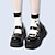 abordables Zapatos Lolita-Mujer Zapatos punta redonda Zapatos Mary Jane Punk lolita Punk y gótico Tacón Cuadrado Zapatos Lolita Negro Cuero de PU