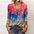 cheap Blouses &amp; Shirts-Women&#039;s T shirt Tee Yellow Red Blue Quarter Zip Print Floral Holiday Weekend Long Sleeve Round Neck Basic Regular Floral Painting S