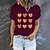 cheap Tees &amp; T Shirts-Women&#039;s T shirt Tee Black White Wine Print Graphic Heart Daily Holiday Short Sleeve Round Neck Basic 100% Cotton Regular Painting S
