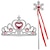 Χαμηλού Κόστους Στολές με Θέμα Ταινίες &amp; TV-Παραμυθιού Πριγκίπισσα Έλσα Στέμμα Σετ αξεσουάρ Κοριτσίστικα Στολές Ηρώων Ταινιών χαριτωμένο στυλ Απόκριες μεγάλη κόκκινη καρδιά Ανοιχτό πράσινο ροδάκινο καρδιά Κίτρινο διαμάντι της Πνομ Πενχ
