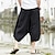 cheap Retro-Men&#039;s Trousers Bloomers Baggy Beach Shorts Capri Pants Elastic Waist Wide Leg Print Comfort Breathable Casual Daily Beach Linen Cotton Blend Fashion Streetwear Black Red Micro-elastic