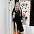 abordables Costumes vintage et anciens-Punk et gothique Déguisement Sexy Robe Costume de Cosplay Robes Fendues Morticia Addams Femme Halloween Fête / Soirée Soirée Robe
