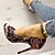 abordables Sandales femme-Femme Chaussures à Talons Talons Talons à bride à la cheville du quotidien Talon Aiguille Bout rond Bout ouvert Polyuréthane Lanière de cheville Bleu de minuit