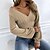 cheap Bodysuit-Women&#039;s Shirt Blouse Brown Khaki Crochet Plain Casual Long Sleeve V Neck Basic Regular Lantern Sleeve S