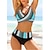 cheap Bikinis-Women&#039;s Swimwear Tankini 2 Piece Normal Swimsuit 2 Piece Graphic Black White Blue Padded Crop Top Bathing Suits Sexy Holiday Summer