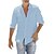 cheap Cotton Linen Shirt-Men&#039;s Linen Shirt Shirt Summer Shirt Beach Shirt Collar Fall Spring Long Sleeve Light Blue Navy# White Solid Color Work Street Clothing Apparel