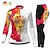 cheap Women&#039;s Clothing Sets-21Grams Women&#039;s Cycling Jersey with Tights Long Sleeve Mountain Bike MTB Road Bike Cycling White Green Animal Bike Thermal Warm Fleece Lining 3D Pad Warm Breathable Sports Animal Patterned Funny