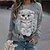 cheap Hoodies &amp; Sweatshirts-Women&#039;s Sweatshirt Pullover Basic Gray Cat Street Plus Size Round Neck Long Sleeve