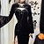 economico Vestiti-Punk &amp; Gotico Costume Sexy Vestito Costume Cosplay Abiti con spacco Manica a Campana Morticia Addams Costume Per donna Fantasia Halloween Carnevale Mascherata Festa / Sera Club Adulti Vestito