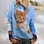 cheap Hoodies &amp; Sweatshirts-Women&#039;s Sweatshirt Pullover Basic Blue Cat Street Long Sleeve Round Neck