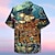 billige herrelejrskjorter-Herre Skjorte Hawaii skjorte Dødningehoveder Havfrue Grafiske tryk Pirat Aftæpning Navyblå Blå Afslappet Hawaiiansk Kortærmet Trykt mønster Knap ned Tøj Tropisk Mode Hawaiiansk Hippie