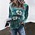 cheap Hoodies &amp; Sweatshirts-Women&#039;s T shirt Tee Blue Purple Green Print Floral Holiday Weekend Long Sleeve Round Neck Basic Regular Floral Painting S