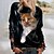 cheap Hoodies &amp; Sweatshirts-Women&#039;s Sweatshirt Pullover Basic Black Cat Street Long Sleeve Round Neck