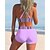 cheap Bikini Sets-Women&#039;s Swimwear Plus Size Tankini 2 Piece Swimsuit Geometic Printing Black Blue Purple Crop Top Bathing Suits Summer Sports