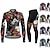 cheap Men&#039;s Clothing Sets-21Grams Women&#039;s Cycling Jersey with Tights Long Sleeve Mountain Bike MTB Road Bike Cycling Black Blue Purple Graphic Floral Botanical Bike Clothing Suit Thermal Warm 3D Pad Warm Breathable Quick Dry
