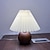 cheap Bedside Lamp-Wood Desk Lamp Pleated Skirt Lamp Shade Bedside Nightlight Button Valentine&#039;s Day Christmas Power plug 1PC
