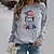 cheap Hoodies &amp; Sweatshirts-Women&#039;s Sweatshirt Pullover Basic claret Black White Graphic Street Long Sleeve Round Neck