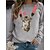 cheap Hoodies &amp; Sweatshirts-Women&#039;s Sweatshirt Pullover Basic Black White Yellow Cat Street Round Neck Long Sleeve