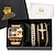 baratos Relógios Quartz-Oulm conjunto de relógio de quartzo masculino dourado, relógio de pulso masculino de negócios, conjunto de presente de luxo, colar de ouro, pulseira de aço inoxidável, mostrador quadrado, presente de