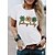 cheap Tees &amp; T Shirts-Women&#039;s T shirt Tee Black White Wine Print Graphic Leaf Daily Holiday Short Sleeve Round Neck Basic 100% Cotton Regular Painting S