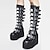 voordelige Lolita-schoeisel-damesschoenen kniehoge laarzen ronde neus punk lolita punk &amp; gothic schoenen met dikke hak 11 cm lolita zwart roze pu leer