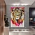 abordables Pinturas de animales-Pintura al óleo hecha a mano lienzo decoración de arte de la pared león animal moderno para la decoración del hogar pintura enrollada sin marco sin estirar