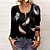 cheap Blouses &amp; Shirts-Women&#039;s T shirt Tee Black Yellow Light Green Quarter Zip Print Floral Feather Daily Weekend Long Sleeve Round Neck Basic Regular Floral Painting S