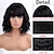 cheap Synthetic Trendy Wigs-Short Wavy Black Wig with Bangs Short Black Bob Wigs for Women Wavy Bob Wig with Bangs Synthetic Natural Looking Heat Resistant Fiber Wigs