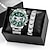 cheap Quartz Watches-Elegant Silver Quartz Watch with Calendar Male Practical Valentine&#039;s Day Gift for Husband Boyfriend Detachable Bracelet Gift Box New Year Christmas Gift