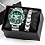 abordables Relojes de Cuarzo-Elegante Reloj de Cuarzo Plateado con Calendario Regalo Práctico para Esposo Novio Caja de Regalo Desmontable Regalo de Año Nuevo Navidad