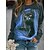 cheap Hoodies &amp; Sweatshirts-Women&#039;s Sweatshirt Pullover Basic Grass Green Black Light Green Cat Street Long Sleeve Round Neck