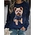 cheap Hoodies &amp; Sweatshirts-Women&#039;s Sweatshirt Pullover Basic Navy Blue Purple Green Dog Street Long Sleeve Round Neck