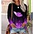 cheap Basic Women&#039;s Tops-Women&#039;s T shirt Tee Pink Blue Purple Butterfly Print Long Sleeve Daily Weekend Basic Round Neck Regular Butterfly Painting S