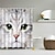 halpa Suihkuverhot myydään-kissan suihkuverho, suihkuverhot kylpyhuoneeseen, 3D-tulostus pestävä vedenpitävä kangas kasvi lehtikangas suihkuverho 12 koukulla