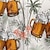 tanie męskie koszule hawajskie z klapami-Męskie Koszula Koszula hawajska Wzory graficzne Piwo Liście Wieczorne Żółty Rumiany róż Zieleń wojskowa Granatowy Niebieski Ulica Codzienny Krótkie rękawy Nadruk Przycisk w dół Odzież Tropikalny Moda