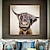 olcso Állatos festmények-kézzel készített olajfestmény vászon fal művészeti dekoráció modern aranyos állat jak lakberendezéshez hengerelt keret nélküli feszítetlen festmény