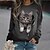 cheap Hoodies &amp; Sweatshirts-Women&#039;s Hoodie Sweatshirt Cute Casual Wine Dark Green Purple Cat Street Long Sleeve Round Neck S M L XL 2XL