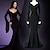billige Film- og tv-kostumer-onsdag Addams Addams familie Morticia Addams Kjoler Dame Film Cosplay Mode Sort Maskerade Kjole