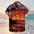 preiswerte Hawaiihemden mit Revers für Herren-Herren Hemd Kokosnussbaum Grafik-Drucke Sonnenuntergang Umlegekragen Gelb Orange 3D-Druck Strasse Täglich Kurze Ärmel Bedruckt Button-Down Bekleidung Tropisch Modisch Hawaiianisch Designer